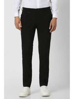 Van Heusen - Men Black Solid Slim Fit Trousers