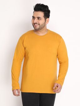 CHKOKKO - Mens Casual Round Neck T-shirts In Mustard