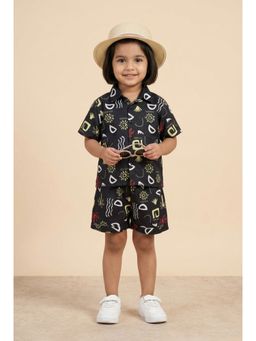 Cord Of Love - Unisex Black Abstract Print Premium Cotton Co-Ord Set