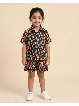 Cord Of Love - Unisex Black Multicolor Dot Print Premium Cotton Co-Ord Set