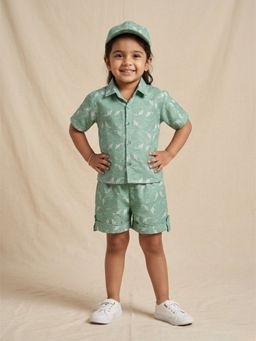Cord Of Love - Unisex Sage Green Whale Print Premium Cotton Co-Ord Set