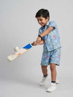 Cord Of Love - Unisex Blue Print Premium Cotton Co-Ord Set