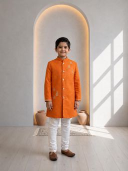 CHUCKLES AND CUDDLES - Boys Zari Embroidered Sherwani and Pyjama