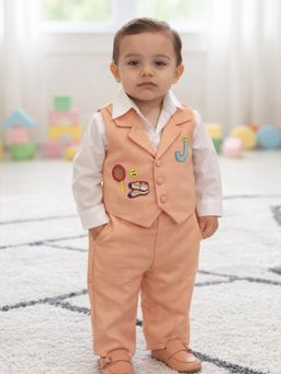 CHUCKLES AND CUDDLES - Boys Peach Waistcoat With Shirt and Trousers