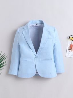 Mini Stitch - Cotton Woven Solid Blazer - Blue