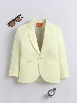 Mini Stitch - Cotton Woven Solid Blazer - Yellow