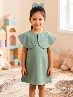 CHUCKLES AND CUDDLES - Girls Green Embellished Sequined Dress