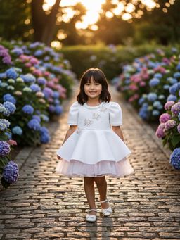 CHUCKLES AND CUDDLES - Girls Butterfly Applique Flared Party Dress