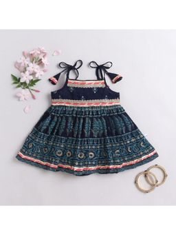 Many Frocks - Knee Length Baby Ethnic Dress-Blue
