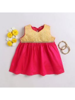Many Frocks - Knee Length Baby Ethnic Dress-Pink