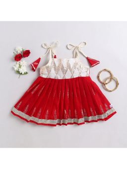Many Frocks - Knee Length Baby Ethnic Dress-Red