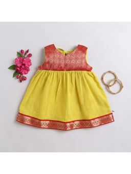 Many Frocks - Knee Length Baby Ethnic Dress-Yellow
