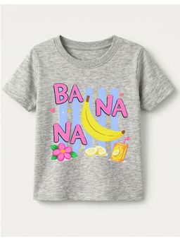 KAVEE - Unisex Biowashed Half Sleeves T-shirt With Banana Text Print - Grey