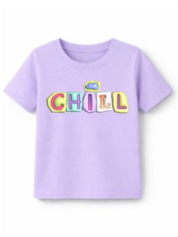 KAVEE - Unisex Biowashed Half Sleeves T-shirt With Chill Text Print - Lavender
