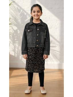 Aarika - Party Wear Black Solid Denim Jacket