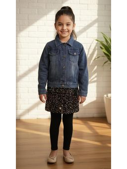 Aarika - Party Wear Navy Blue Solid Denim Jacket