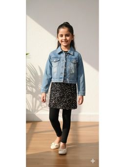 Aarika - Party Wear Blue Solid Denim Jacket