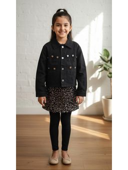 Aarika - Casual Wear Black Solid Denim Jacket