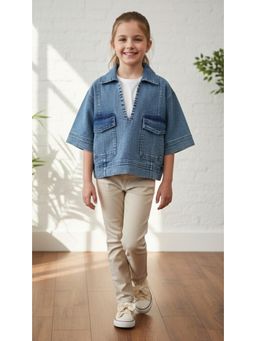 Aarika - Casual Wear Blue Solid Denim Top