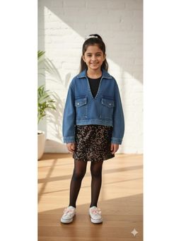 Aarika - Casual Wear Navy Blue Solid Denim Top