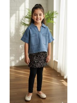 Aarika - Casual Wear Blue Solid Denim Top