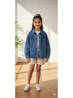 Aarika - Casual Wear Blue Solid Denim Shacket