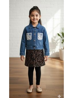 Aarika - Casual Wear Navy Blue Patch Work Denim Jacket