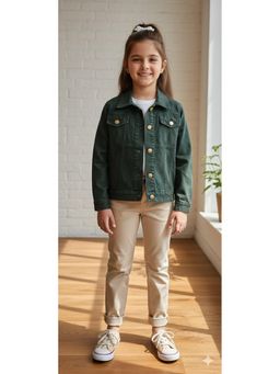 Aarika - Casual Wear Dark Green Denim Jacket