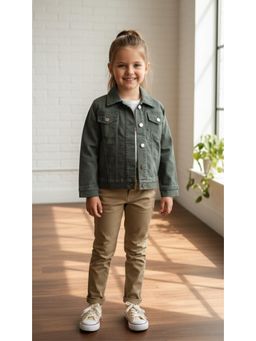 Aarika - Casual Wear Green Solid Denim Jacket