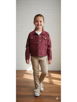Aarika - Casual Wear Wine Solid Denim Jacket