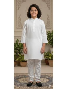 Aarika - Ethnic Wear White Solid Cotton Kurta with Pyjama