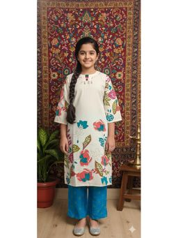 Aarika - Cream Floral Print Pure Cotton Kurta