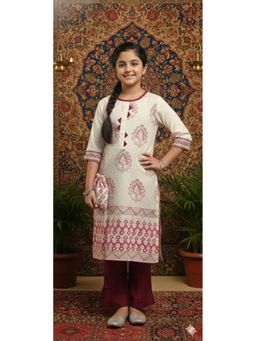 Aarika - Cream Floral Print Pure Cotton Kurta