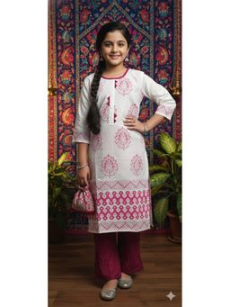 Aarika - White Floral Print Pure Cotton Kurta