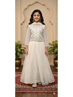 Aarika - Ethnic Wear Cream Emroidery Net Lehenga Choli With Dupatta