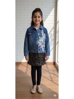 Aarika - Floral work Blue Denim Jacket