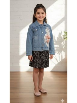 Aarika - Floral work Blue Denim Jacket