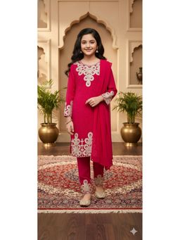 Aarika - Ethnic Wear Rani Embroidery Georgette Kurti with Palazzo and Dupatta