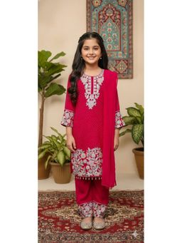 Aarika - Ethnic Wear Rani Embroidery Georgette Kurti with Palazzo and Dupatta