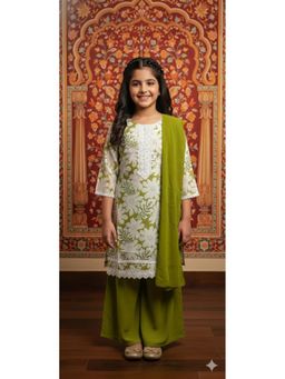 Aarika - Ethnic Wear Green Georgette Kurti with Palazzo and Dupatta