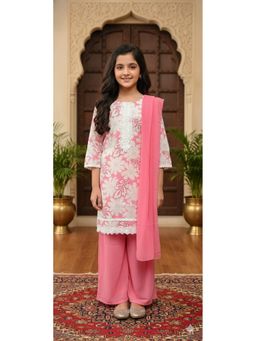 Aarika - Ethnic Wear Pink Georgette Kurti with Palazzo and Dupatta