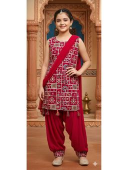 Aarika - Ethnic Wear Rani Embroidery Georgette Kurti Patiala Set With Dupatta