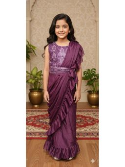 Aarika - Ethnic Wear Purple Colour Sequin Nylon Net Saree