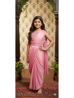 Aarika - Ethnic Wear Pink Colour Sequin Nylon Net Saree
