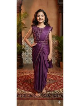 Aarika - Ethnic Wear Purple Colour Sequin Nylon Net Saree