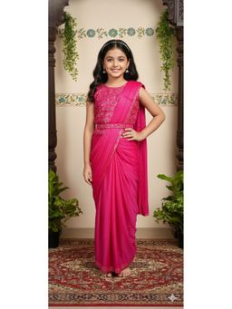 Aarika - Ethnic Wear Rani Colour Sequin Nylon Net Saree