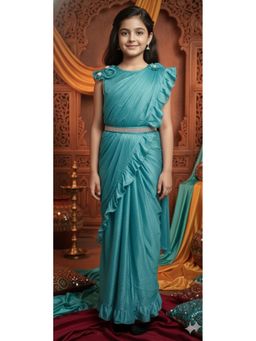 Aarika - Ethnic Wear Green Colour Solid Nylon Net Saree