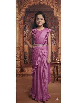 Aarika - Ethnic Wear Pink Colour Solid Nylon Net Saree