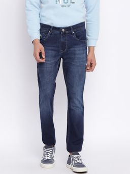 Cantabil - Solid Blue Regular Fit Denim Jeans
