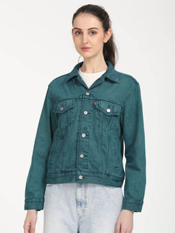 Levi's - Teal Solid Full Sleeves Jacket